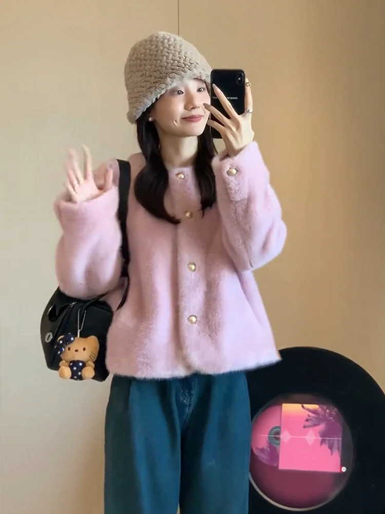 Faux Fur Neck Coats Womens Winter Leather Mixed Thermal Maxi Personality Strap Feminino Daily Classic Hollow Mid-Long Distressed