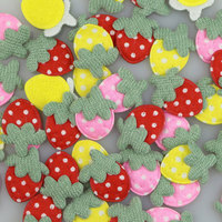 30Pcs Polka Dots Fabric Strawberry Padded Appliques For Hair Clip Ornaments Clothing Decoration Material Accessories