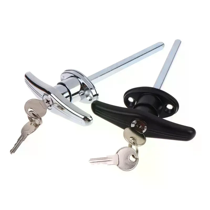 1Set Handle Lock Replacement Shed Door Barn Garage Keyed T-Handle Zinc Alloy Hardware Locking T Lock Handle With 2 Keys