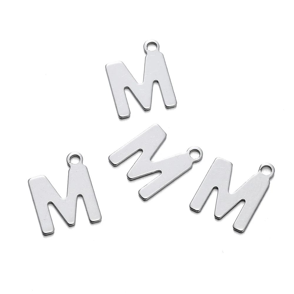 50Pcs A-Z 26 Letters Stainless Steel Pendants Charm Alphabet Crafts for DIY Bracelets Earring Necklace Jewelry Making Supplies