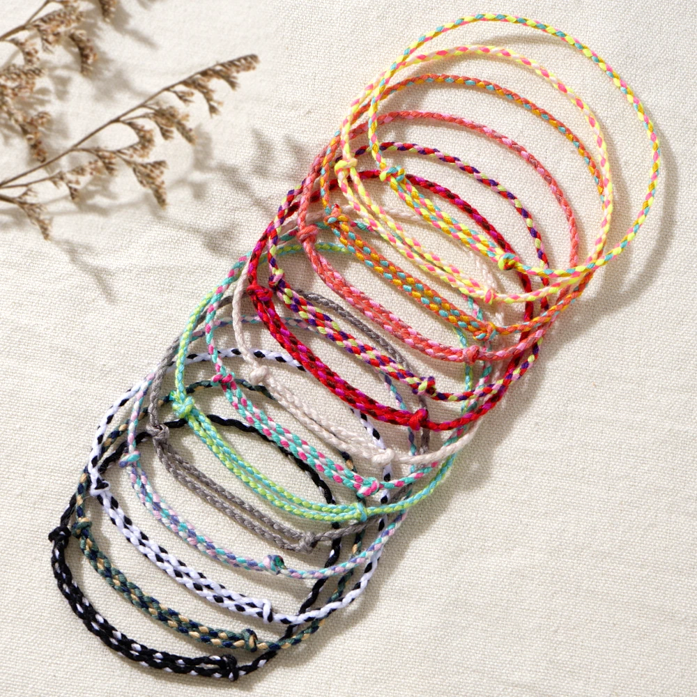 1PC Bohemian resort style cotton rope braided bracelet jewelry, handmade simple adjustable bracelet suitable for daily wear
