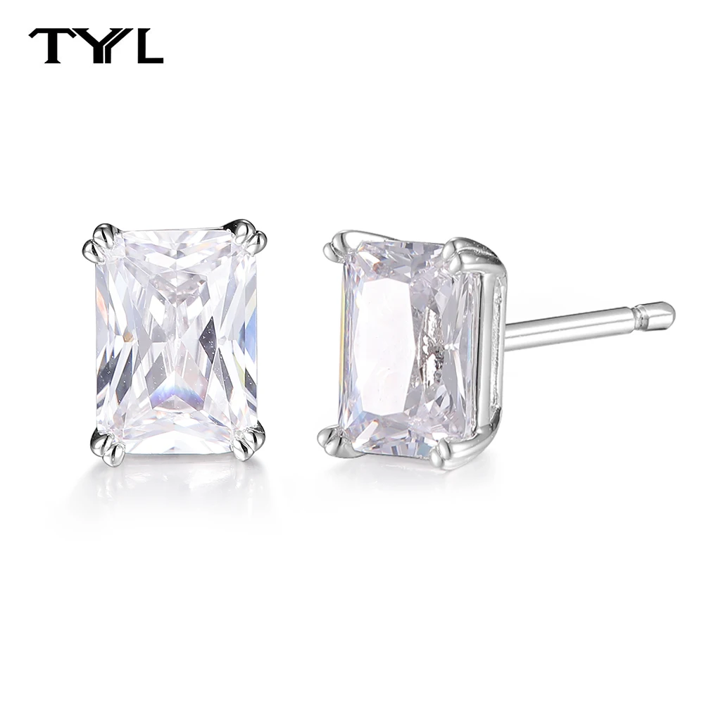 

TYYL 1ct D VVS1 Radian Cut Moissanite Stud Earrings For Women S925 Silver Solitaire Diamond Ear Studs Luxury Wedding Jewelry