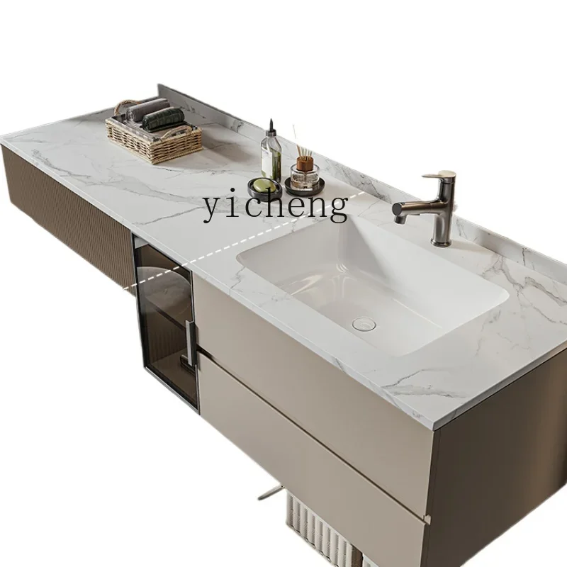 ZF Stone Plate Ceramic Bathroom Cabinet Combination Bathroom Table Hand Washing Washbasin Cabinet