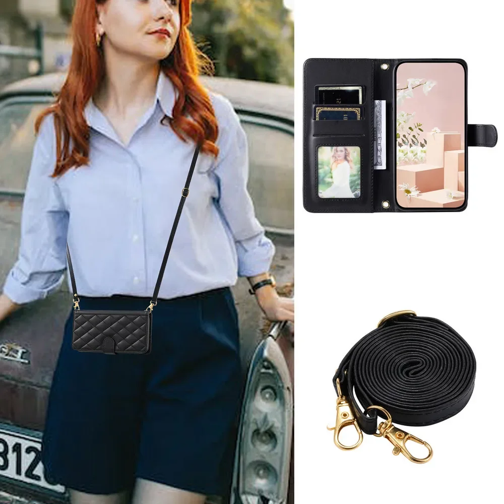 Reno 11F 12 12F 5G 2024 Flip Case For OPPO Reno 11 Pro Crossbody Strap Leather Wallet Book Funda Reno11 F 12 Pro 9A 7A 5A Cover