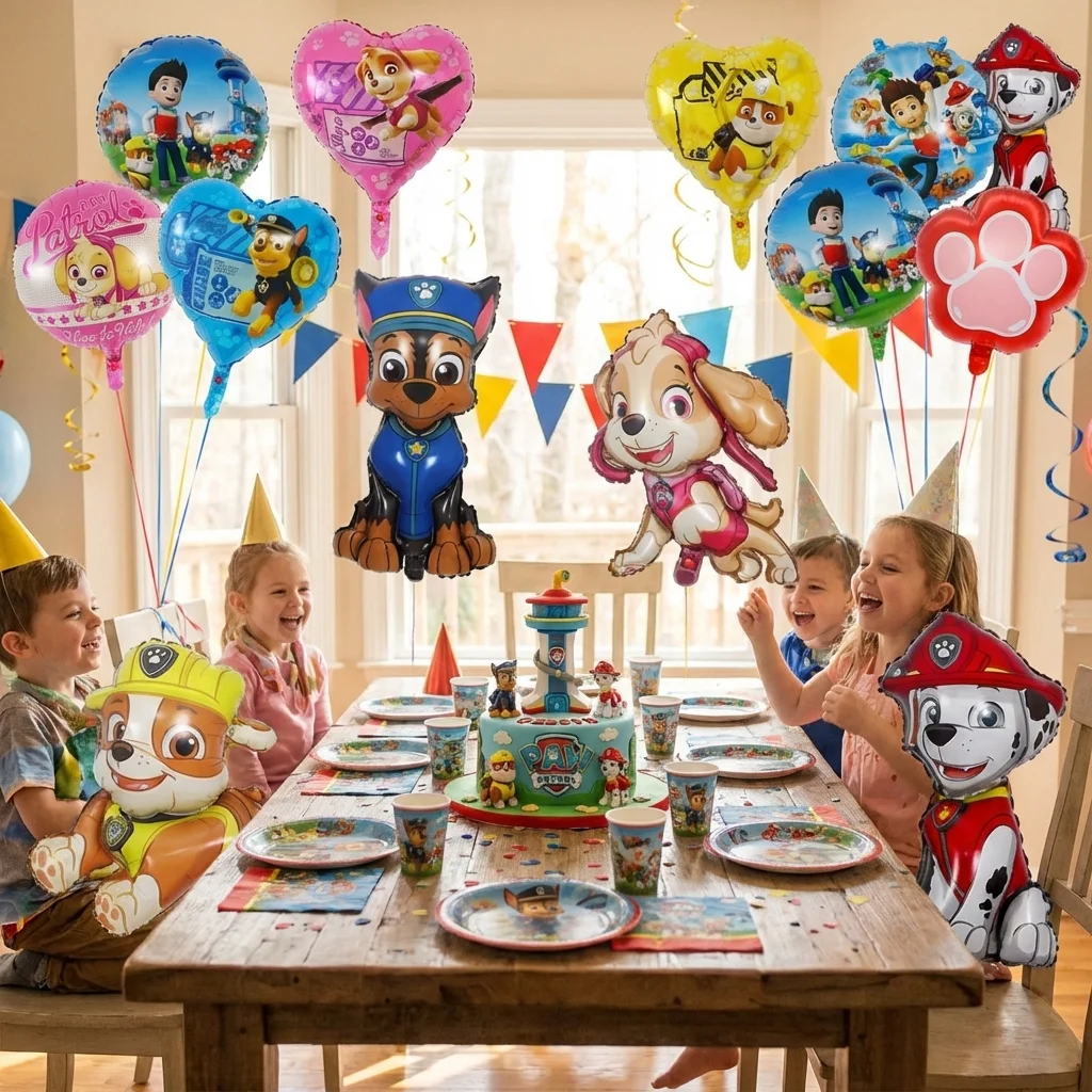 Paw Patrol Birthday Balloons, Cartoon Dog Shaped Foil Mylar Balloons, Paw Print Party for Kids Boys Girls Birthday Party - Detail 1