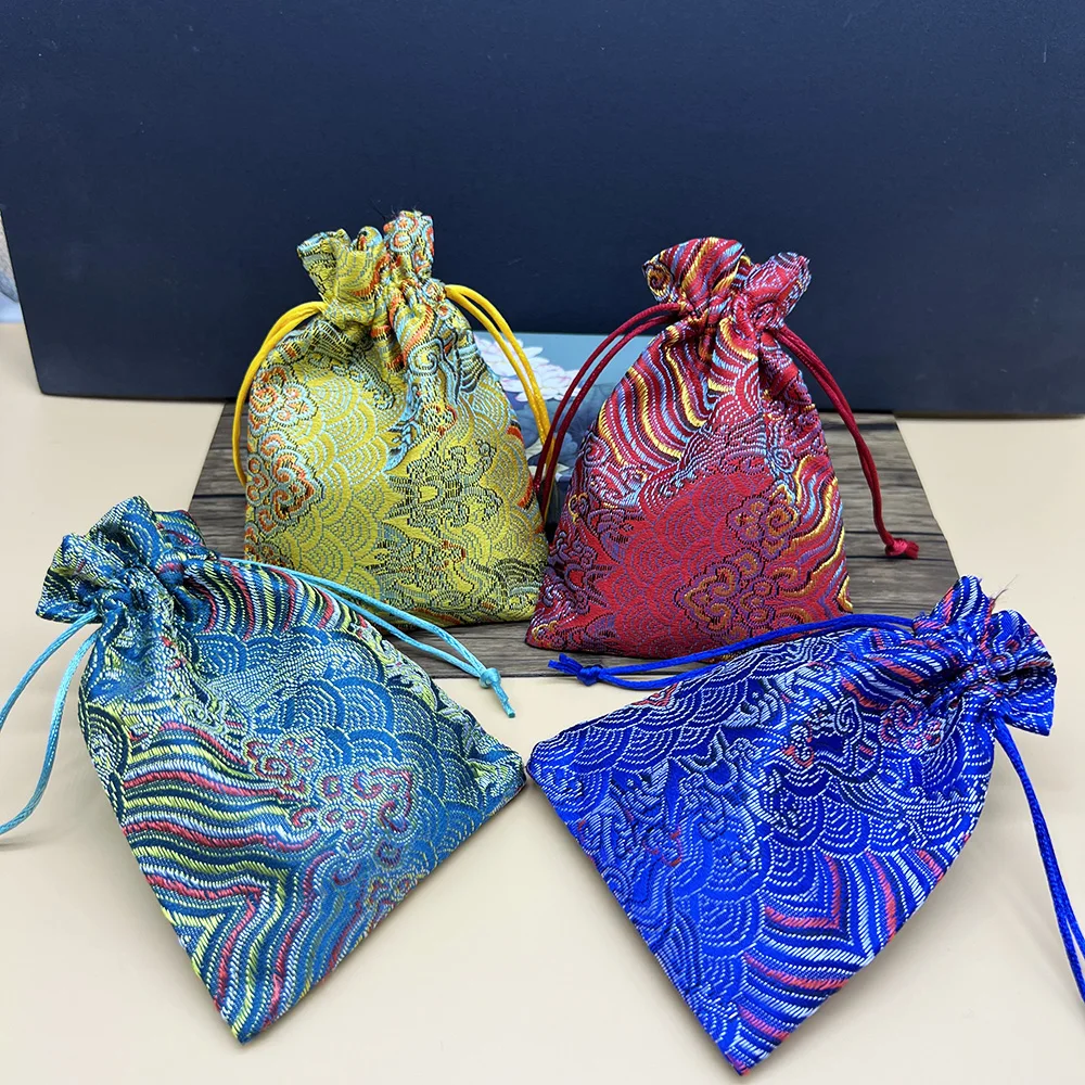 10x14cm-chinese-style-brocade-drawstring-pouch-empty-sachet-bag-jewelry-gift-wedding-candy-buddha-beads-retro-silk-fabric-sack