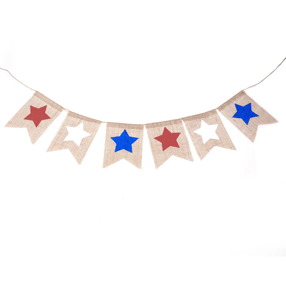 2.3m Five Point Star Burlap Banner Wall Hanging Decoration Fourth of July Patriotic Garland Fourth of July Banner