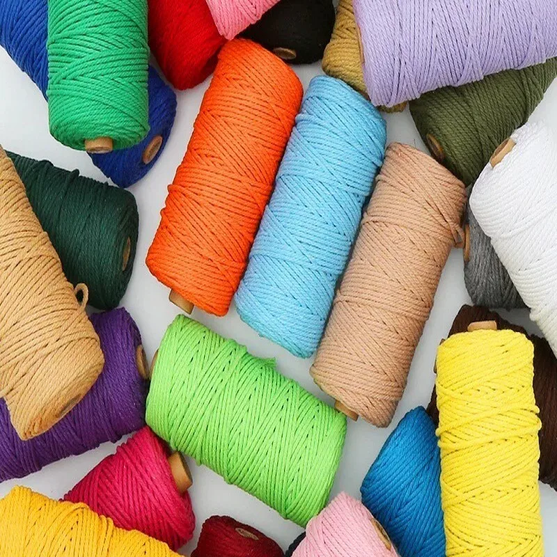 

3mm 100m Color Cotton Thread Craft Rope Hemp Rope DIY Home Textile Gift Packaging Wedding Decoration Rope Binding Rope