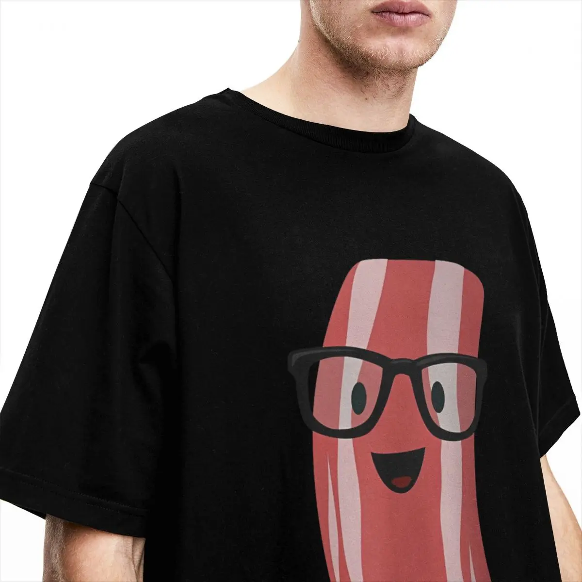Men's I Love Bacon Geeky Glasses T Shirt 100% Cotton Clothing Fashion Pig Roast Bacon Lover BLT Tee Shirt Plus Size T-Shirts image 4