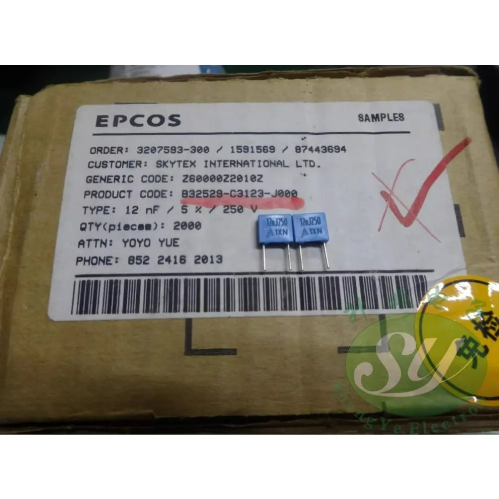 

20PCS EPCOS 0.012uf/250v 12nf 123 brand new 5mm film capacitor B32529C3123J