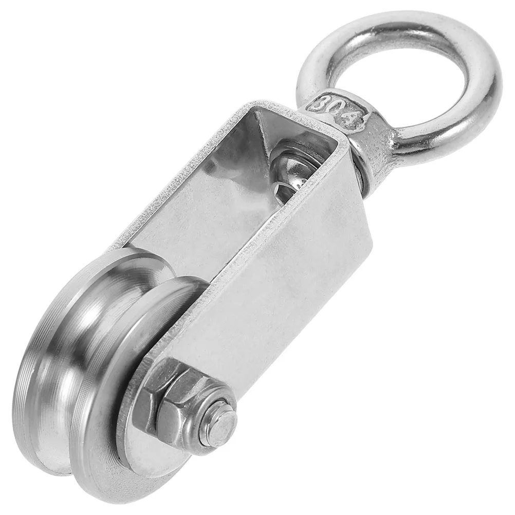 

Hanging Ring Pulley for Cable Rope Stainless Steel Hoist Rings Silver Wire Travel