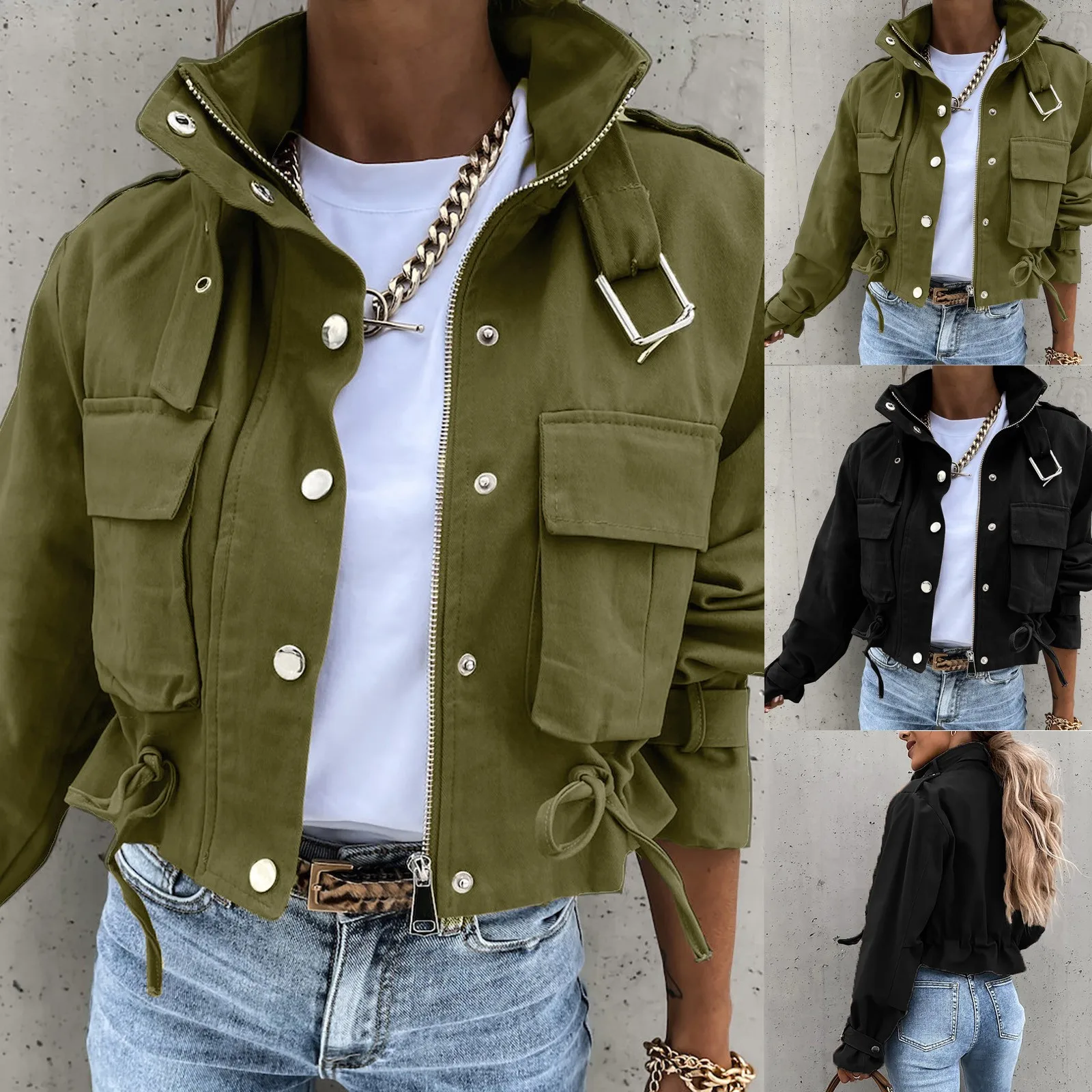 Outerwears Jackets Woman 2024 Women Casual Solid Button Long Sleeve Jacket Breasted Vest Pocket Loose Jaqueta De Couro Feminina