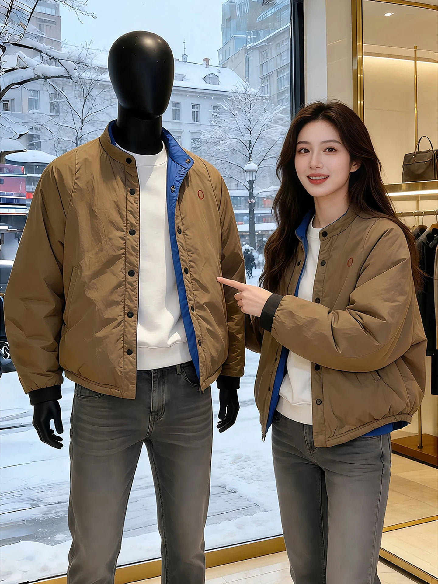 

Легкая двусторонняя хлопковая куртка, модная повседневная свободная модель, длинный рукав, прочная, на одной пуговице