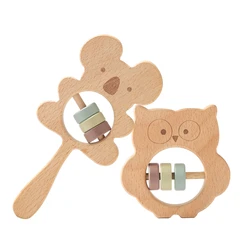 Baby Rattles Cute Wooden Animal Koala Handbells Toy for Kids Baby Newborn Accessories Educational Toys Baby Teether Baby Items