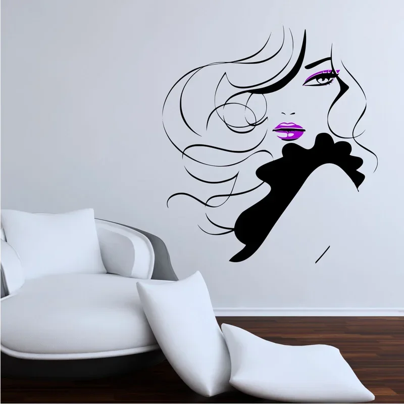 Pin Up Girl Women Modern Hair Salon Wall Sticker Vinyl interior decoration room Beauty Salon Decal removable Mural Transfer F796