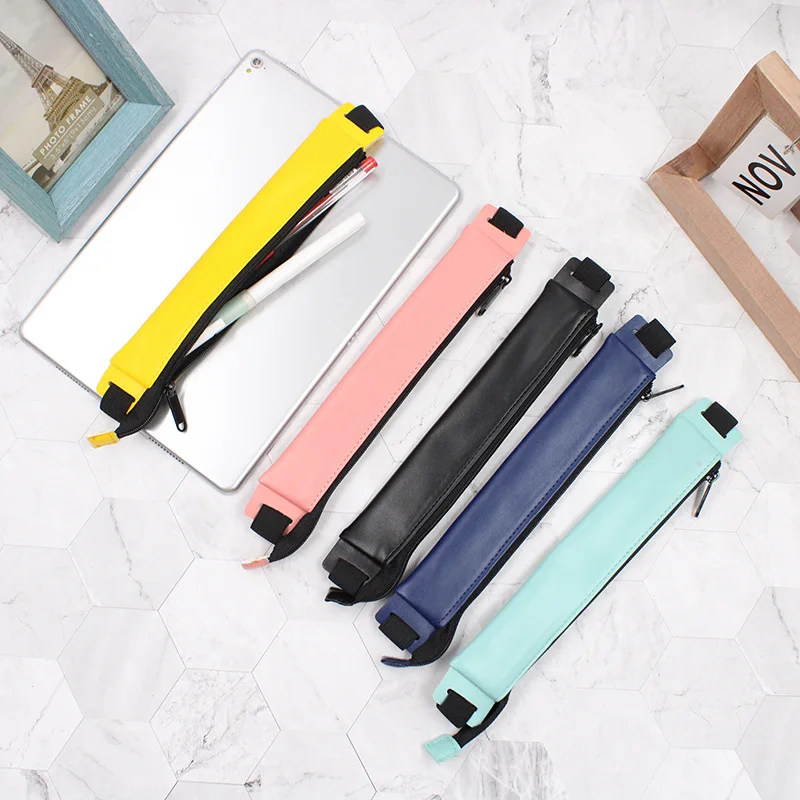 Imagem -02 - Leather Elastic Buckle Lápis Capa Manga Case para Livro Notebook Canetas Holder Bolsa Manga Touch Screen Pen Organizer Bag pu