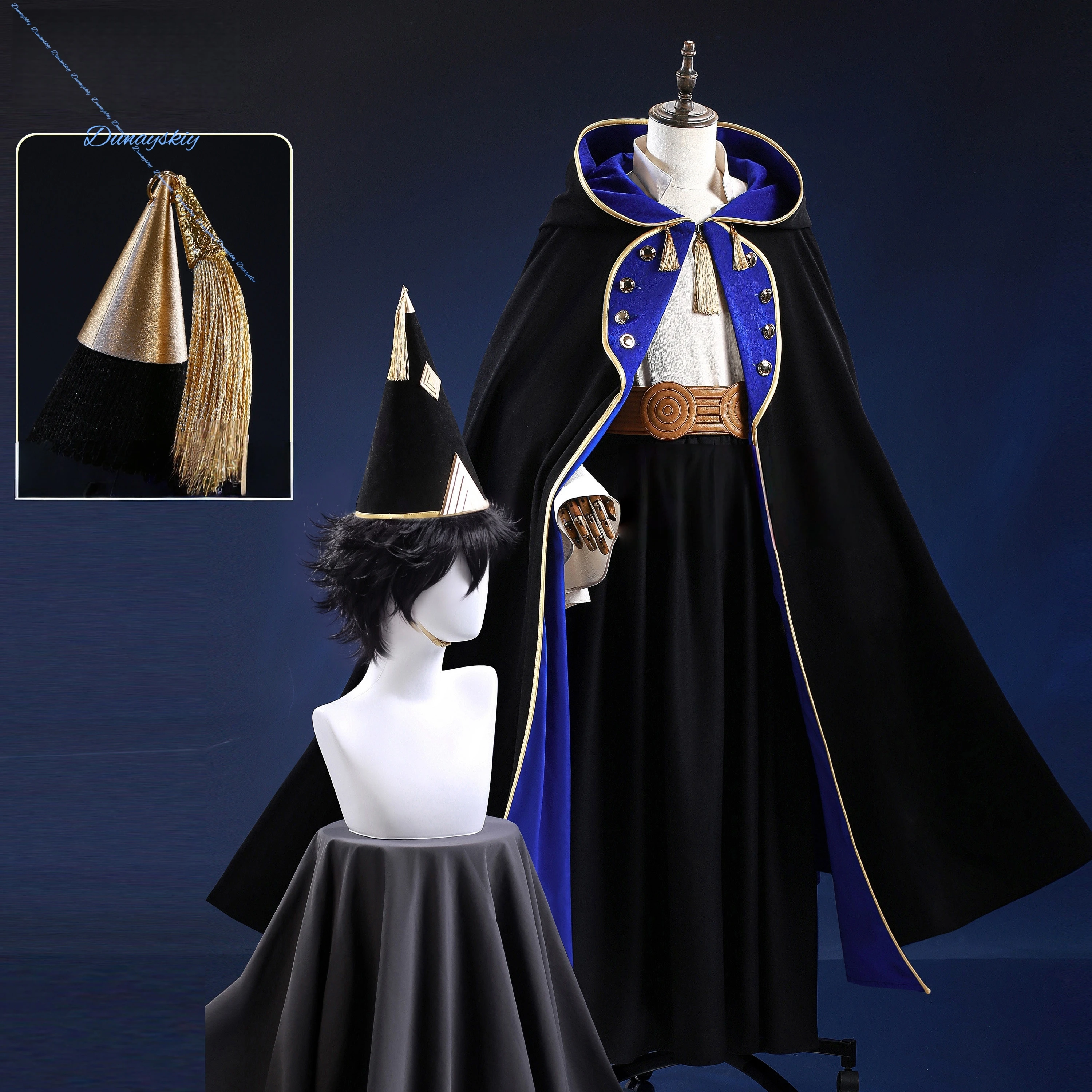 Anime Witch Hat Atelier Olruggio Cosplay Costume Adult Men Hat Cloak Dress Wig Roleplay Witch Hat Disguise Halloween Party view 2