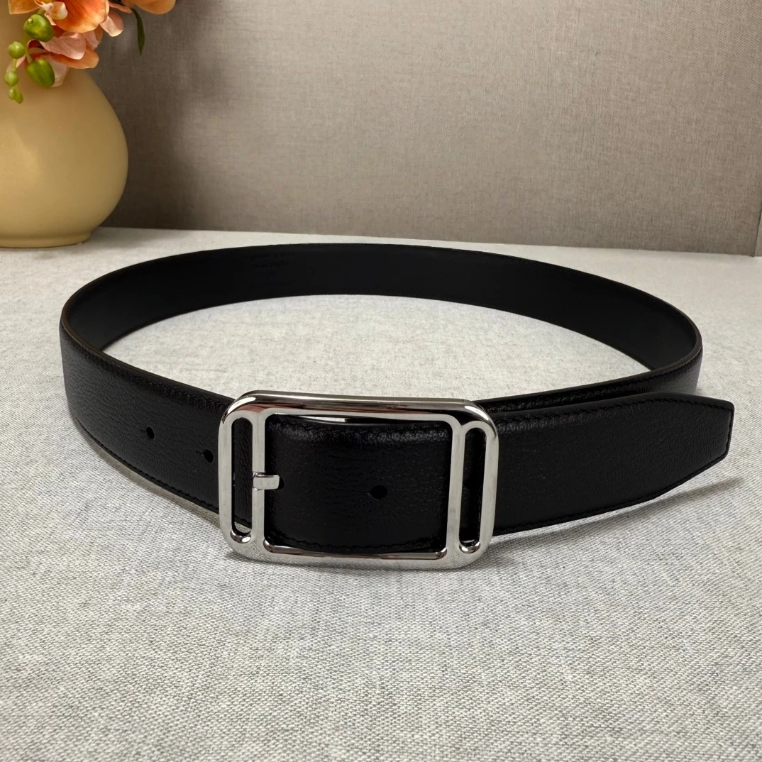 Holiday Gifts Luxury Brand Men's Belt Handmade Double-Sided Top-Grain Cowhide Belt Smooth Leather Formal Casual Versatile 35mm