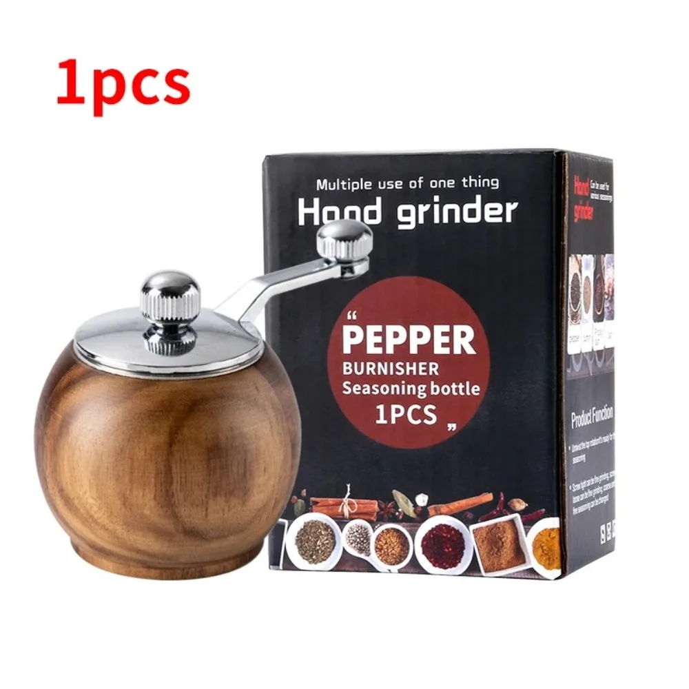 

1/2Pcs Durable Wood Pepper Grinder Mini Size Ceramic Core Salt Grinder Hand Cranked Grinder Easy to Use
