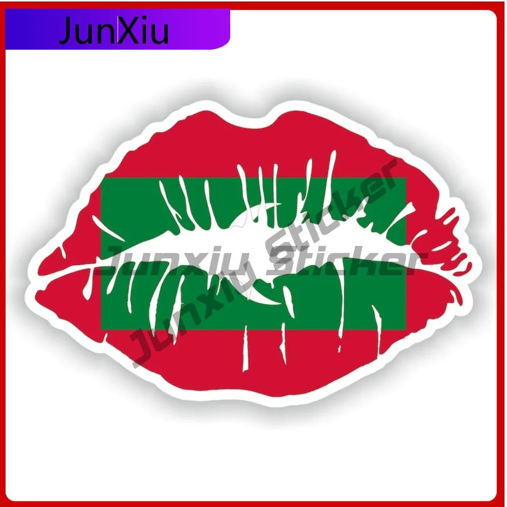 

Maldives Flag Lips Shape With National Emblem Vinyl Sticker Glass Waterproof Decals For Car Custom Stickers Suv Motorcycle Windo