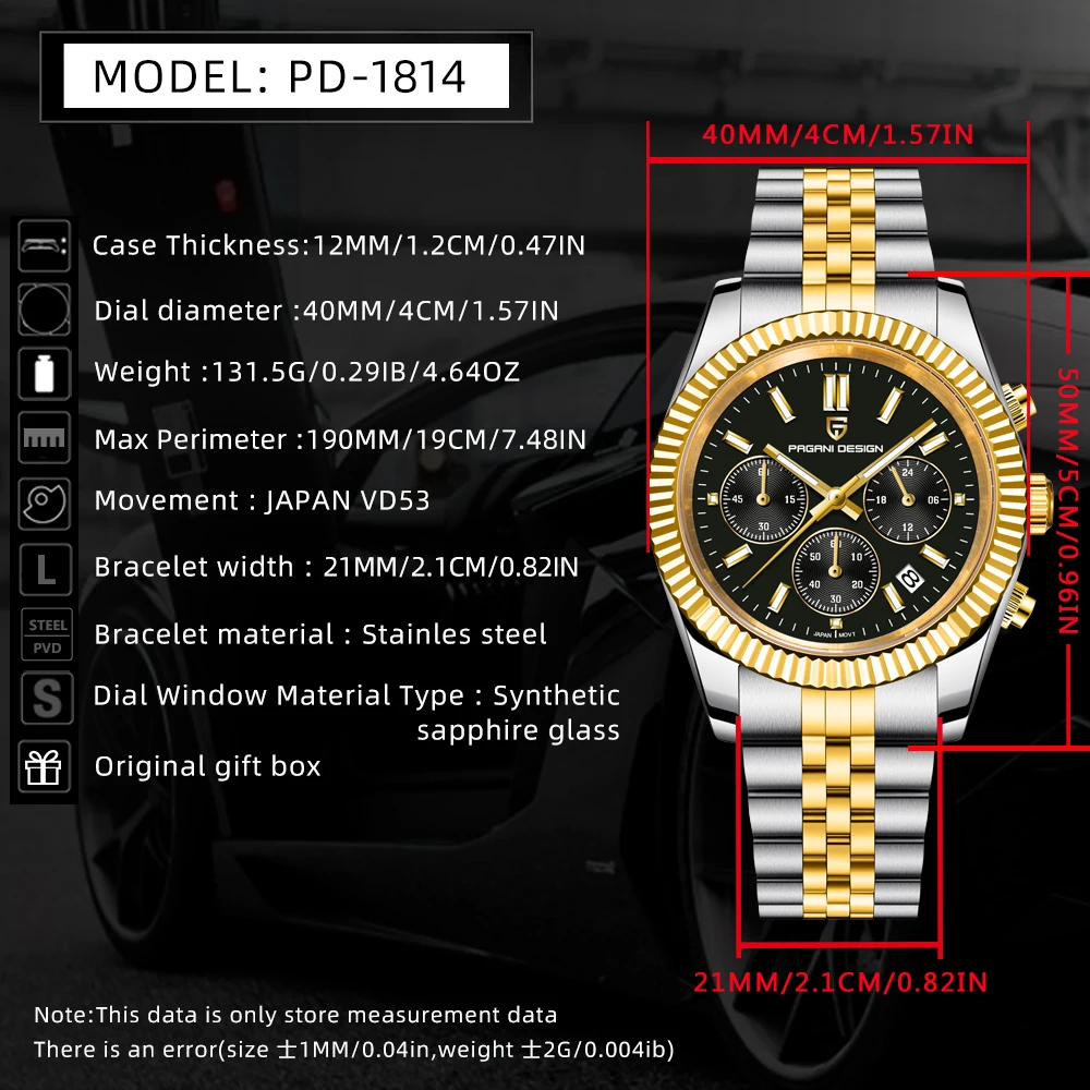2025 New PAGANI DESIGN PD1814 Men's Quartz Watch High Quality Stainless Steel Sapphire Business Wrist Timepiece Reloj Hombre
