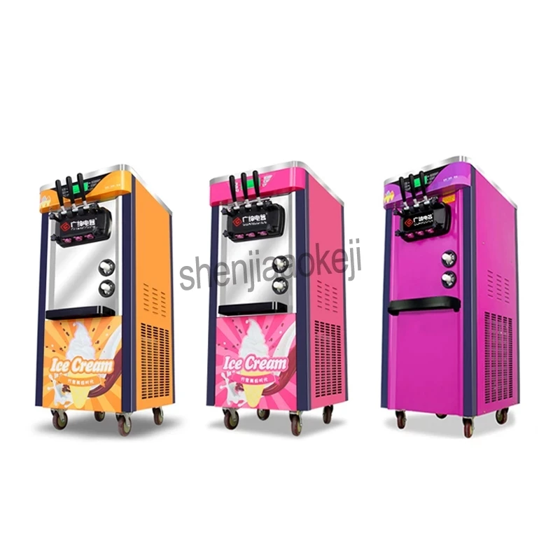 110V 220V Commercial Soft Ice Cream Machine With Compressor 18L/H 3 Flavors Electric Vertical Automatic Ice Cream Maker 2100W