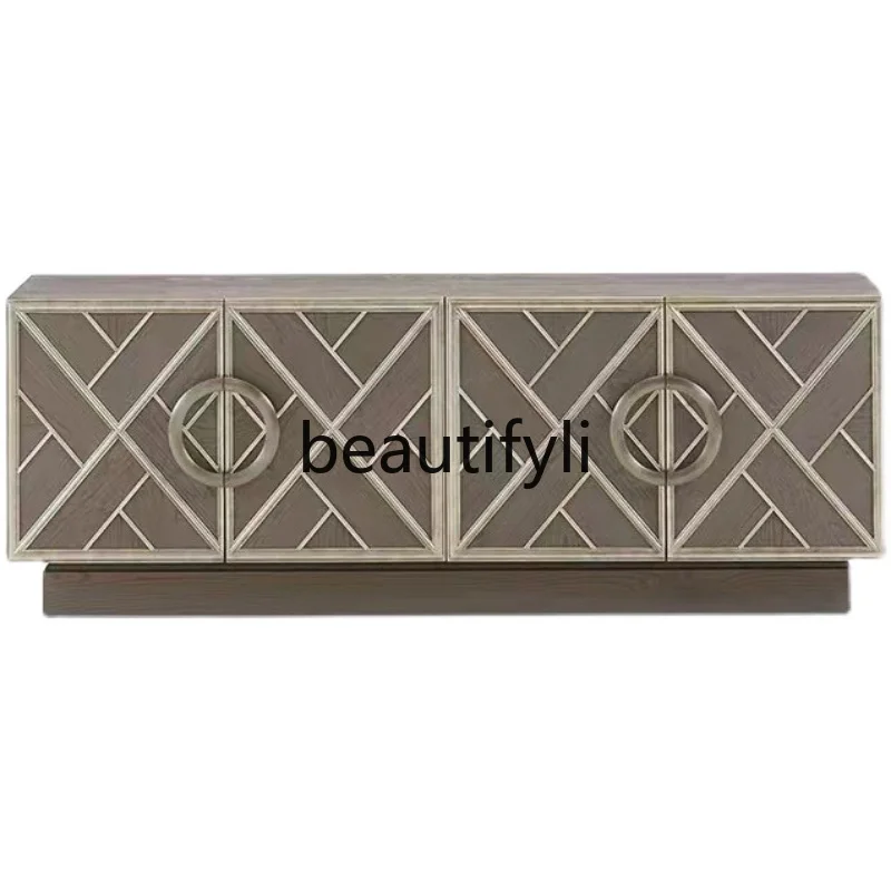 

American solid wood entrance modern simple TV cabinet Nordic living room storage cabinet customization