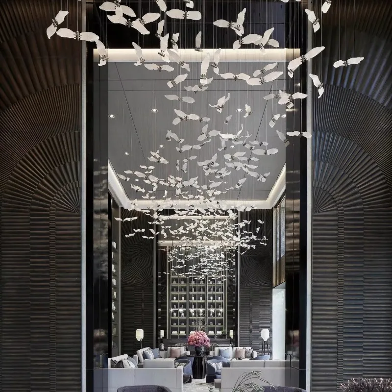 Nordic Modern Bedroom Restaurant Villa Metal Luxury Seagull Glass Chandelier