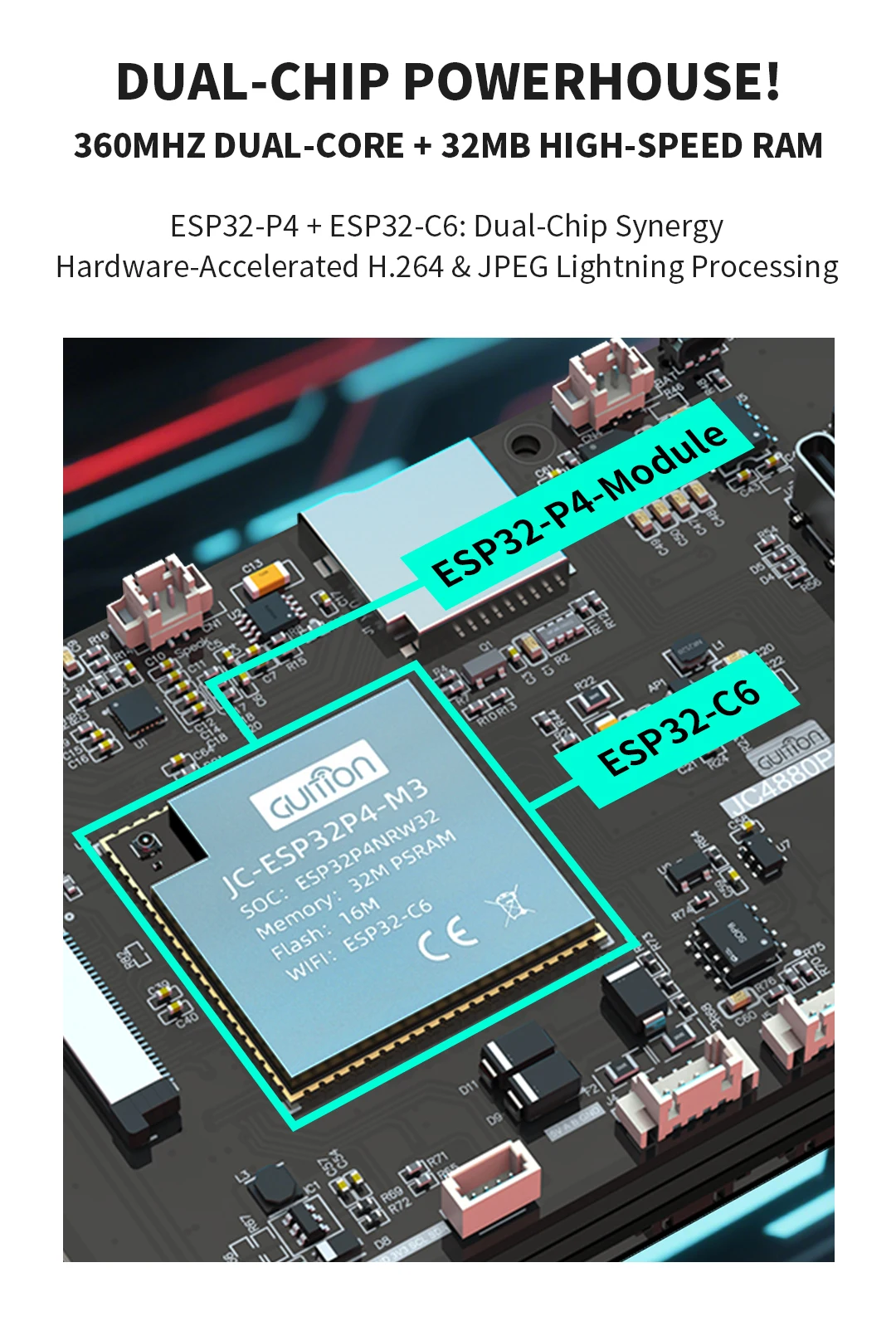 ESP32-P4 ESP32-C6 Development Board 4.3 Inch IPS Capacitive Touch Screen TFT LCD Display for IoT Smart Home DIY