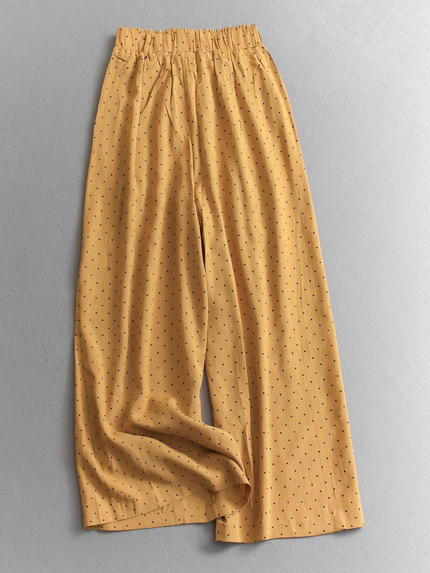 High Waist Wide Leg Casual Pants Women's Checkered Polka Dot Elastic Waist Ice Sensation Drape Yamamoto Pants Y020