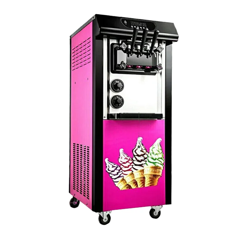 Commercial Soft Serve Ice Cream Maker Machine 3 Flavor Yogurt Milk Water New Condition Efficient Motor for Food Establishments