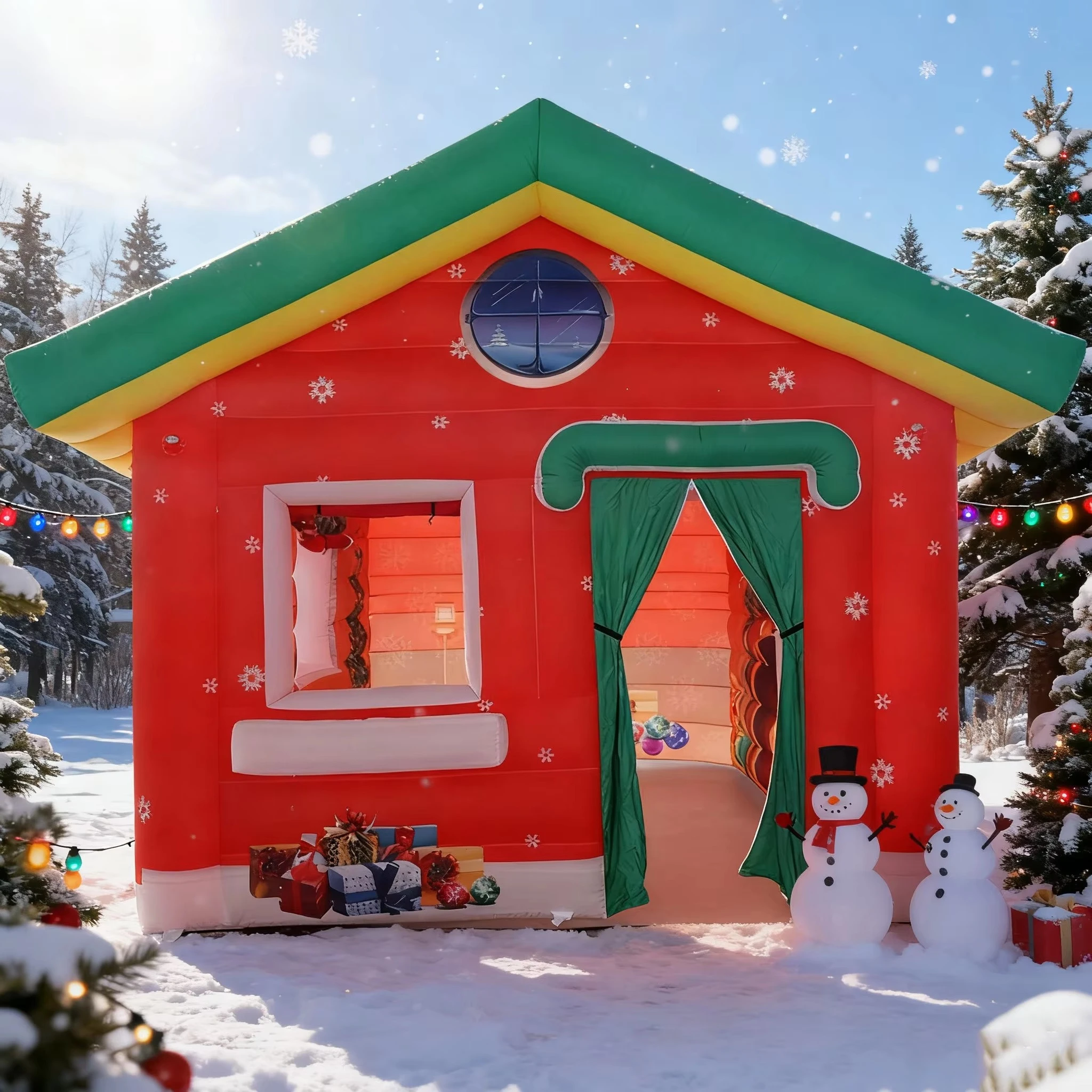 Santa Claus Inflatable Grotto Christmas Inflatable House Holiday Inflatable Christmas Tentcustom