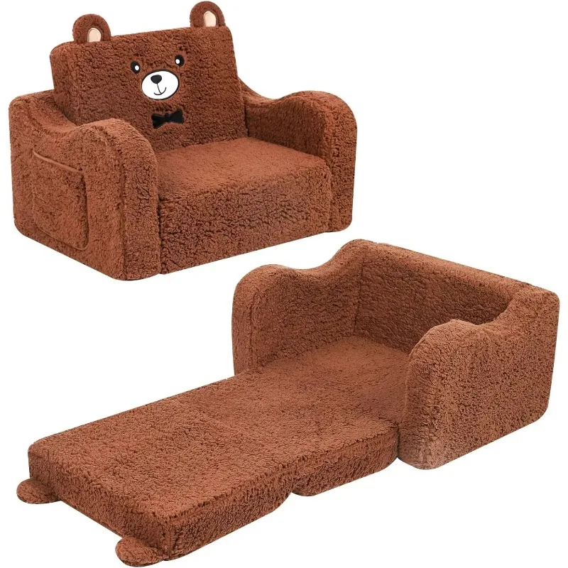 

Modern 2-in-1 Kids Sofa Bed Wholesale Foldable Foam Lounge with Plush for Boys and Girls Living Rooms