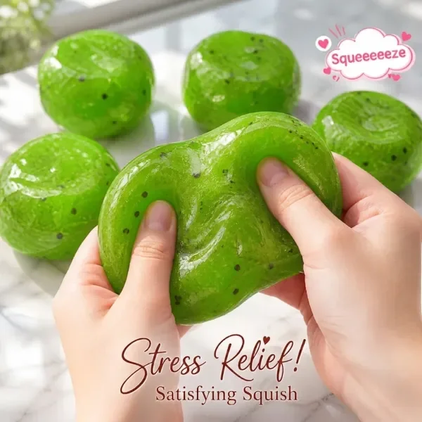 Handgemachtes Kiwi-farbenes Slushy Squishy Spielzeug, weiches, langsam zurückfederndes Stressabbau-Spielzeug, realistisches Frucht-Simulationsmodell, Geschenk für Erwachsene