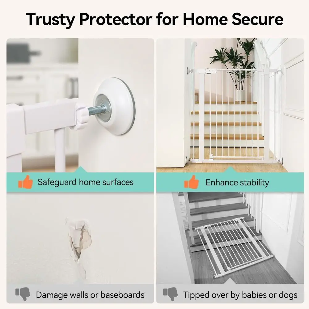 Pressure Mounted Baby Gate Wall Protector Safety White Child Gate Extender Baby Gate Wall Guard for Protect Walls and Doorways