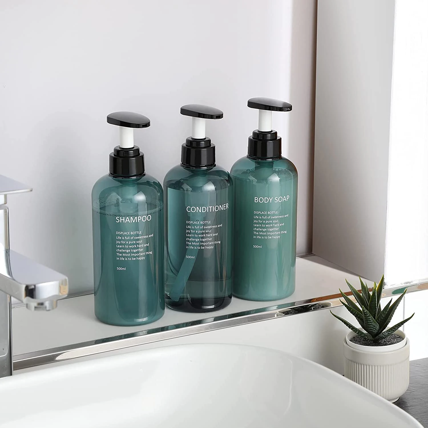 3Pcs/set Shampoo Dispensers Bathroom Body Soap Dispenser Refillable Shower Shampoo and Conditioner Press Empty Bottle 300ML/500M
