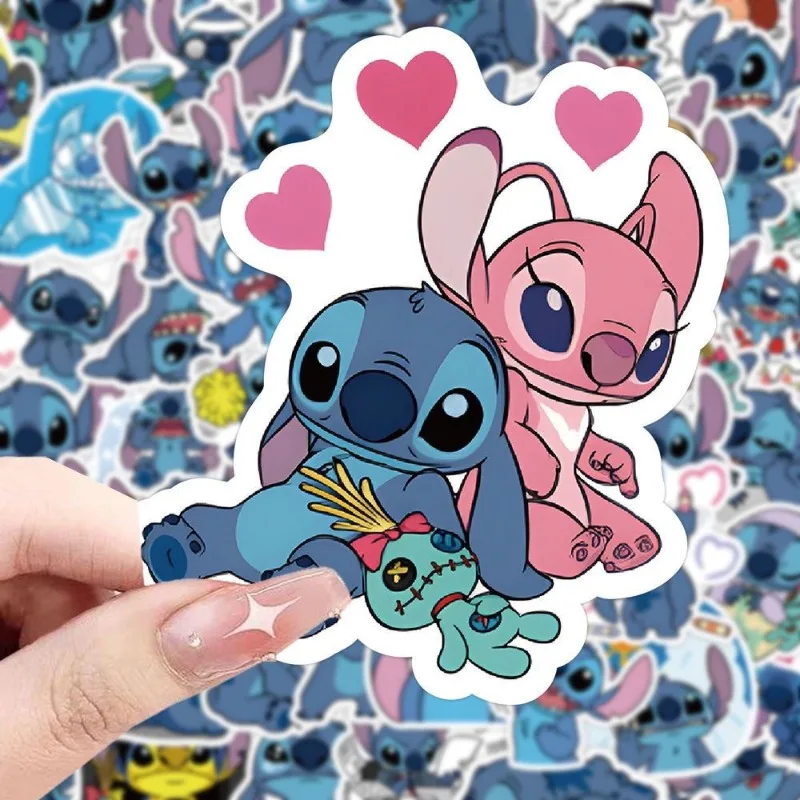 100 pegatinas de dibujos animados de Stitch, sin repetición, impermeables, para álbumes de recortes, diarios, teléfonos, portátiles, monopatines y equipaje