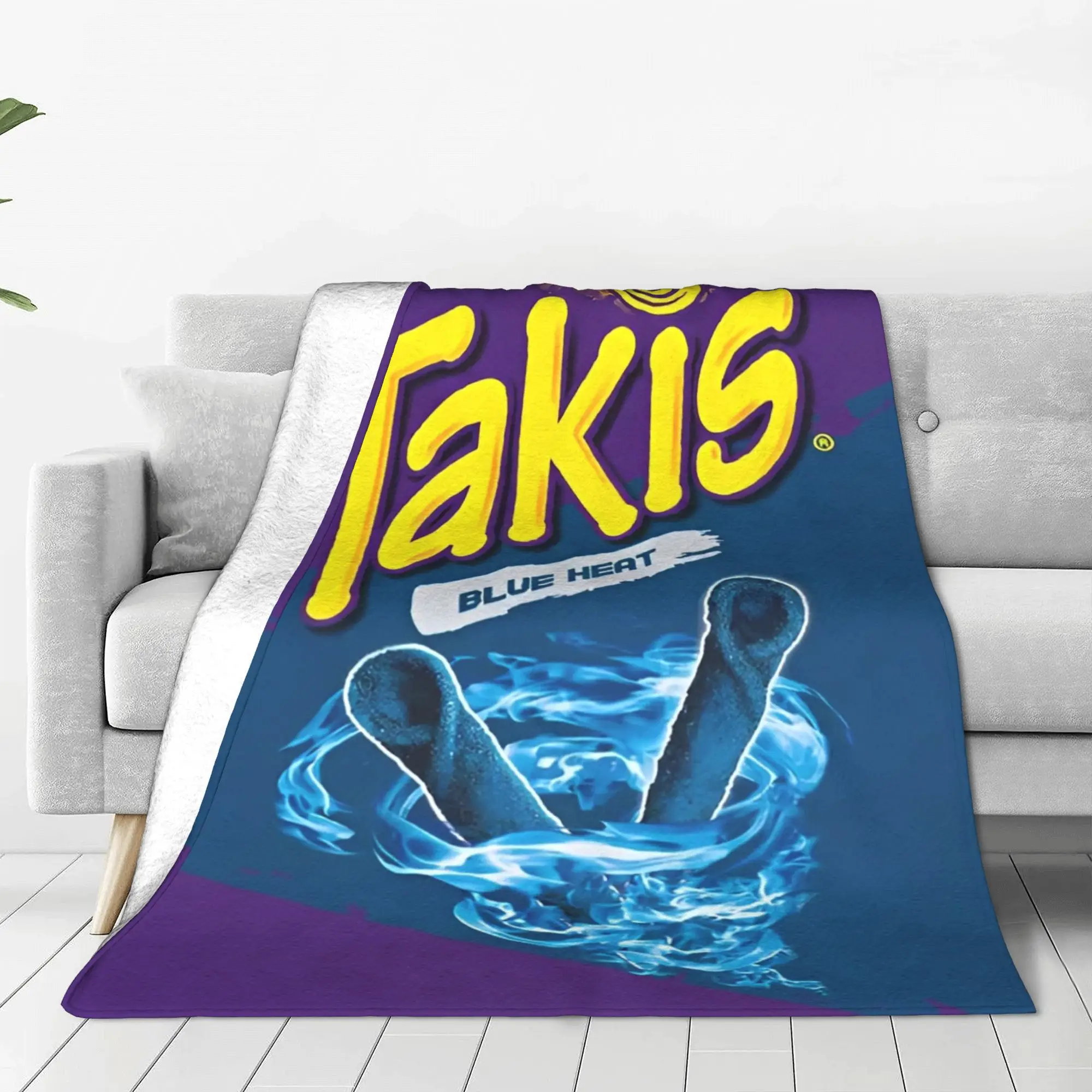 Takis Blue Heat Deckenbezug, Flanell, Snack, Cartoon, weiche Überwurfdecken für Auto, Sofa, Couch, Tagesdecke