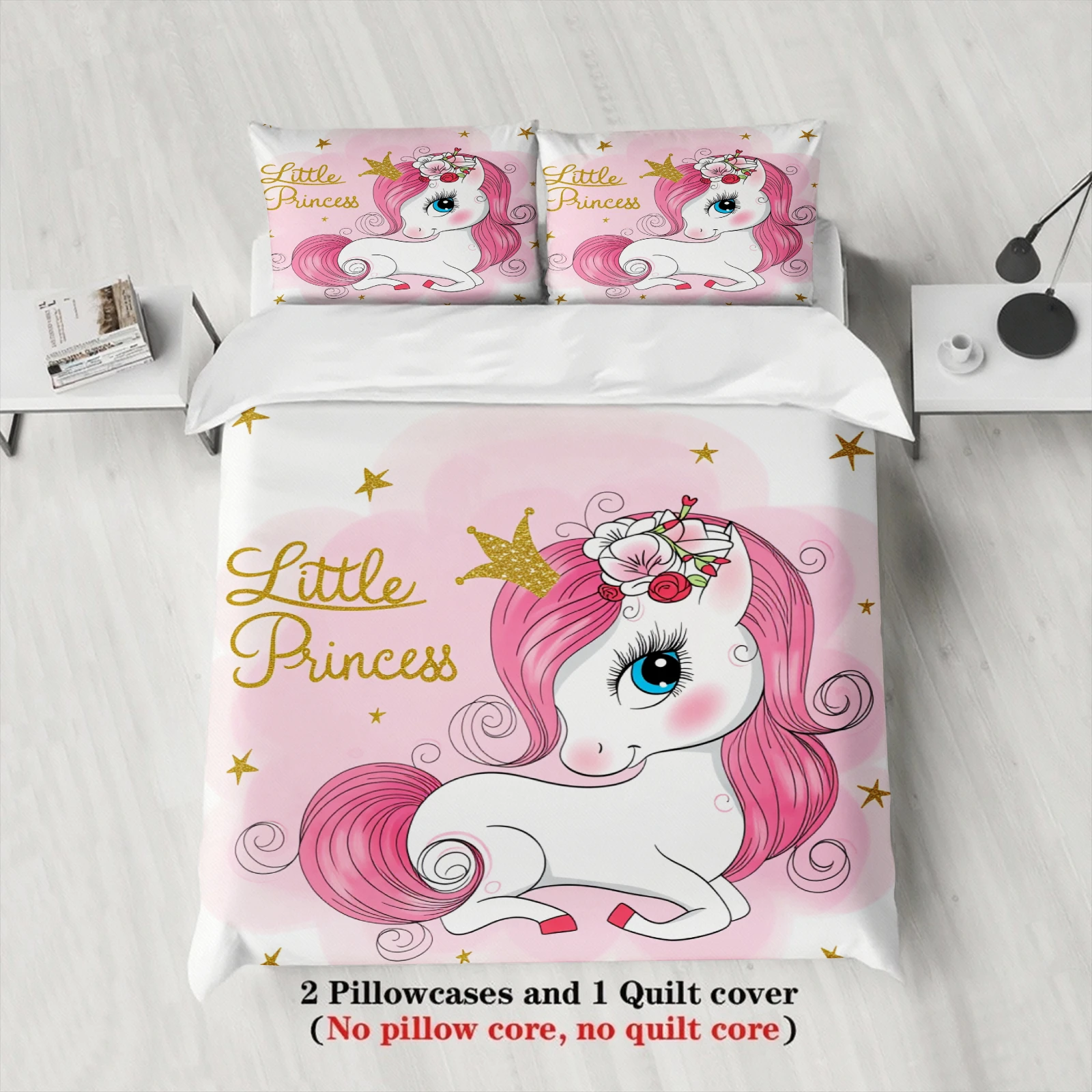 Pink Unicorn Princess Duvet Cover Set Little Princess Unicorn Bedding For Girls Bedroom Twin Queen King Size With 2 Pillowcases