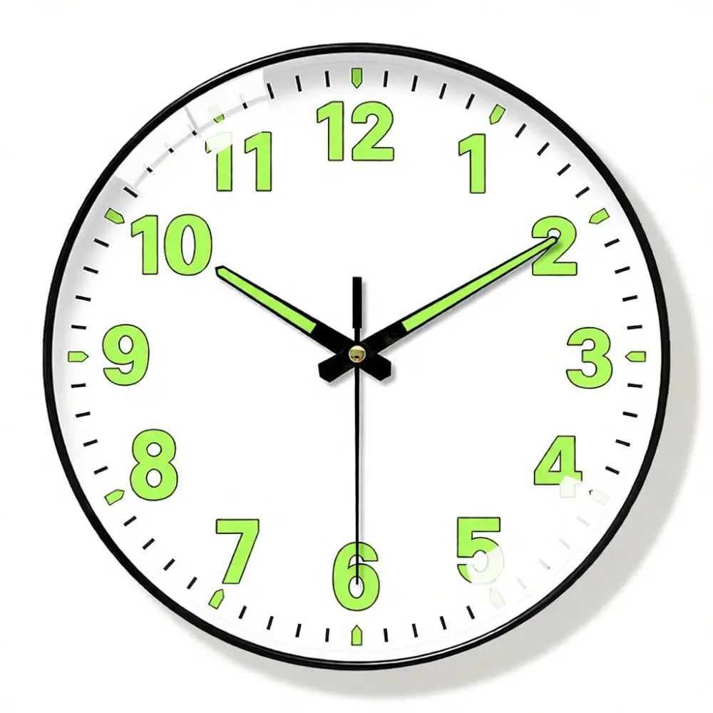 Modern Silent Luminous Wall Clock 8 Inch Battery Operated Quartz Timepiece Decorative Round Clock For Bedroom Office Living