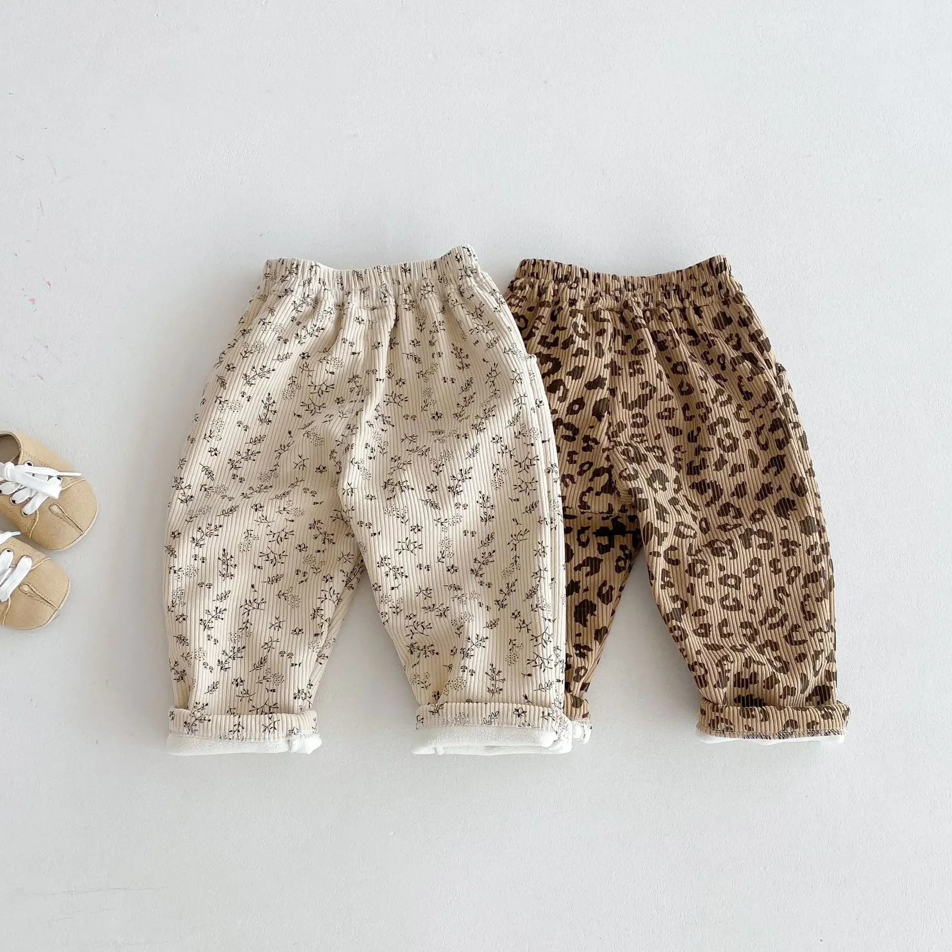 Baby Girls Velvet Pants Toddler Infant Warm Floral Pant Kids Fashion Trouser 2024 Autumn Winter Children's Clothing Fashion