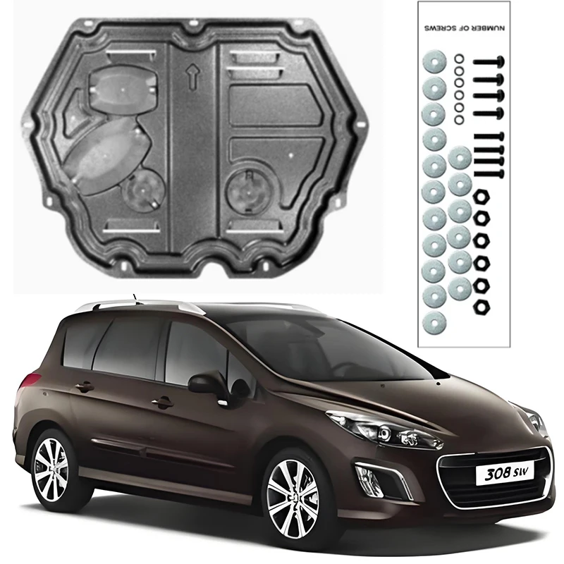 

Under Engine Guard Splash Shield Mud Fender Cover Plate Fender Mudguard Protector For Peugeot 308 2016-2019 1.2T 1.6L Car Black