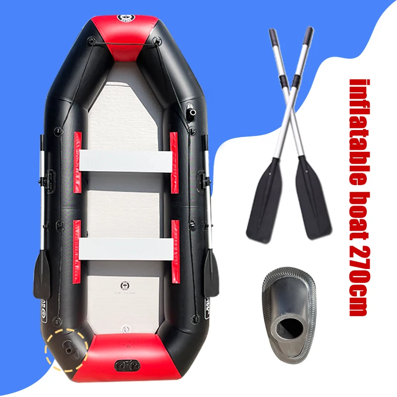 

Soalr Marine 8.8 Feet 4 Person Inflatable Rubber Boats Fishing Kayaksing Speed Craft Yacht Rowing Canoe with Air Mat Bottom