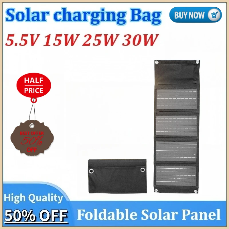 

5.5V 15W /25W /30W USB Foldable Solar Panel Portable Flexible Small Folding Solar Panels Cells for Mobile Phone Battery Charger