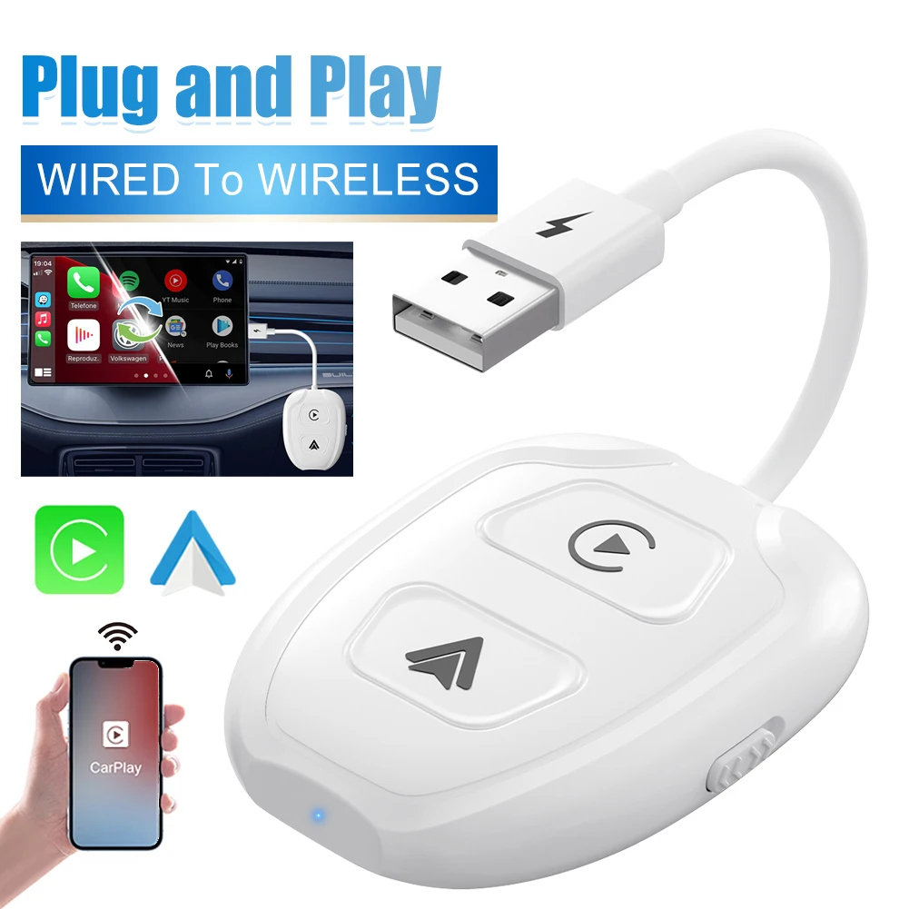 

Wireless Adapter for CarPlay Android Auto Wired to Wireless CarPlay Adapter Plug and Play Type-C Interface Dongle for iOS 10+