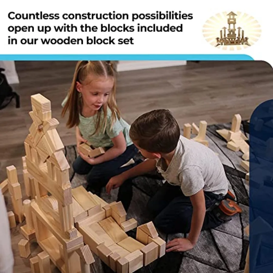 Blocchi di costruzione dell'unità standard per i più piccoli con vassoio portaoggetti 64 pezzi Blocchi di legno levigato per l'apprendimento originale STEAM e STEM Cla