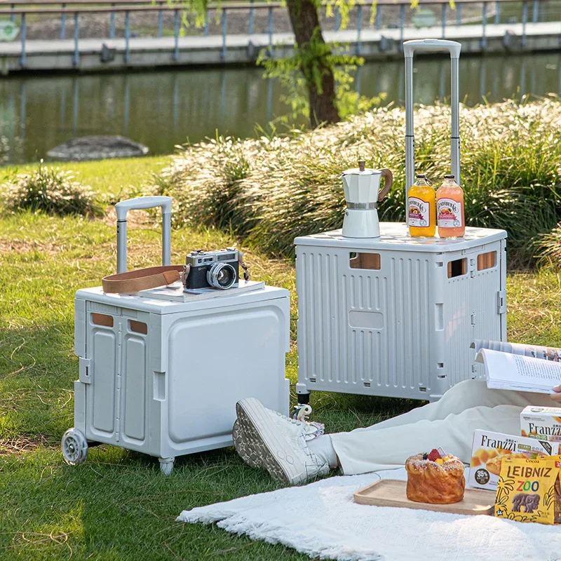 Outdoor storage box Small trolley Household light portable folding shopping cart Household trolley trolley Express trolley