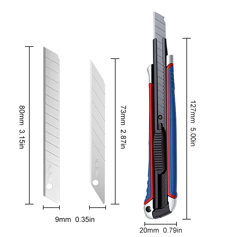 9mm Utility Knife with Aluminum Alloy Body - Interchangeable 30° & 60° SK5 Steel Blades for Crafting, Model Making & Detailed