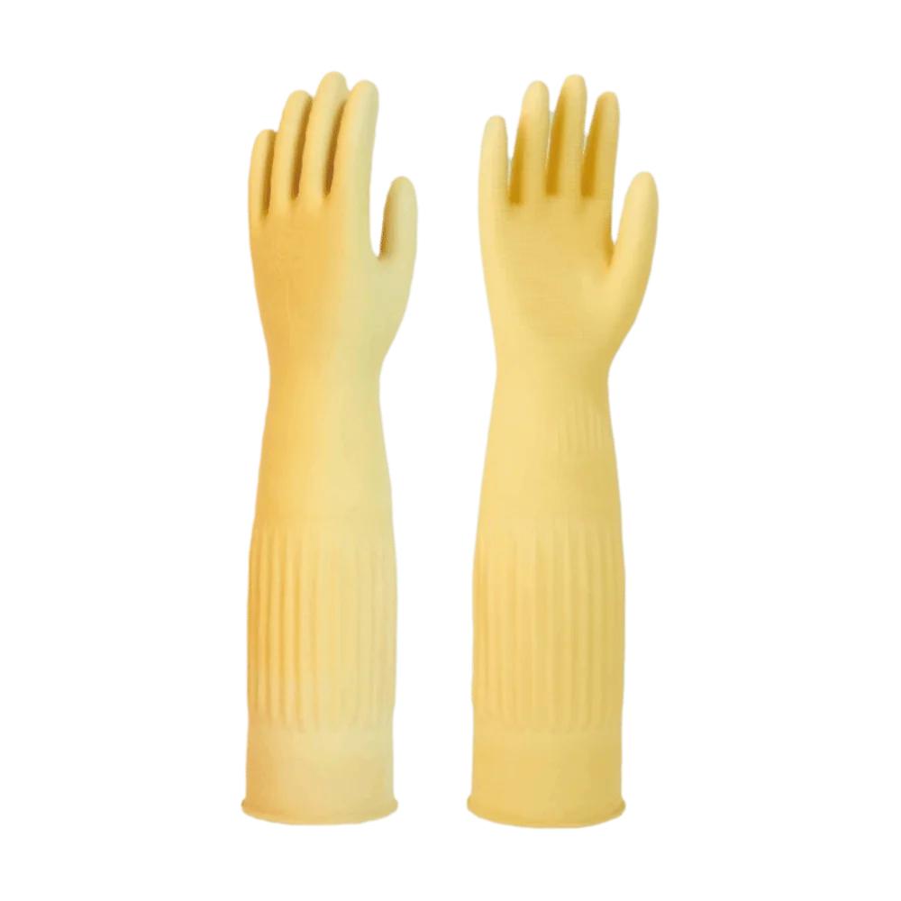 Extra Long Cuffs Rubber Cleaning Gloves Thick Material Acid Resistant Protective Gauntlets Waterproof Reusable