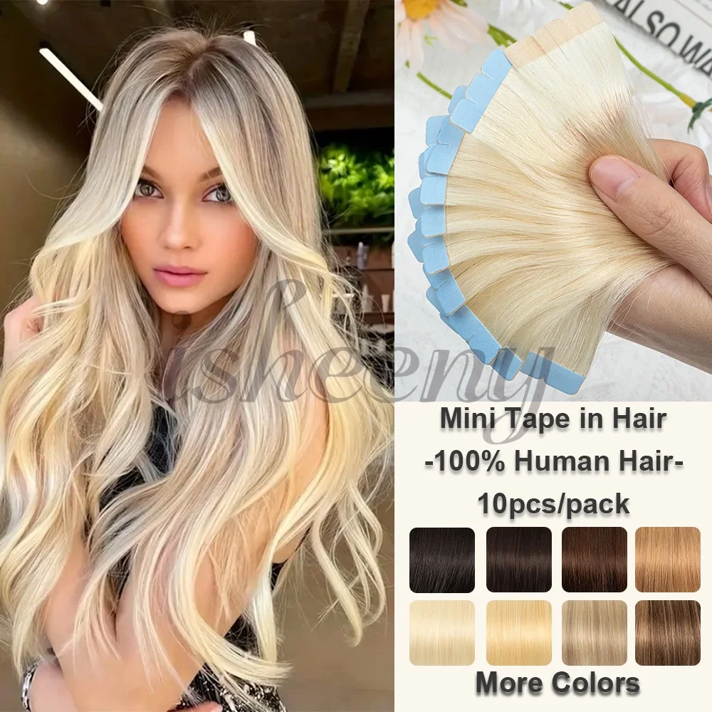 

Мини-лента для наращивания волос, клейкая лента Remy, человеческие волосы, натуральные прямые волосы, 10 шт./упак., 12-24 дюйма